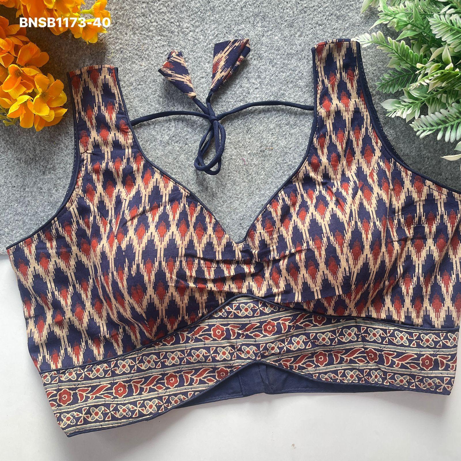 Ajrakh Printed Pure Cotton-Navy Blue
